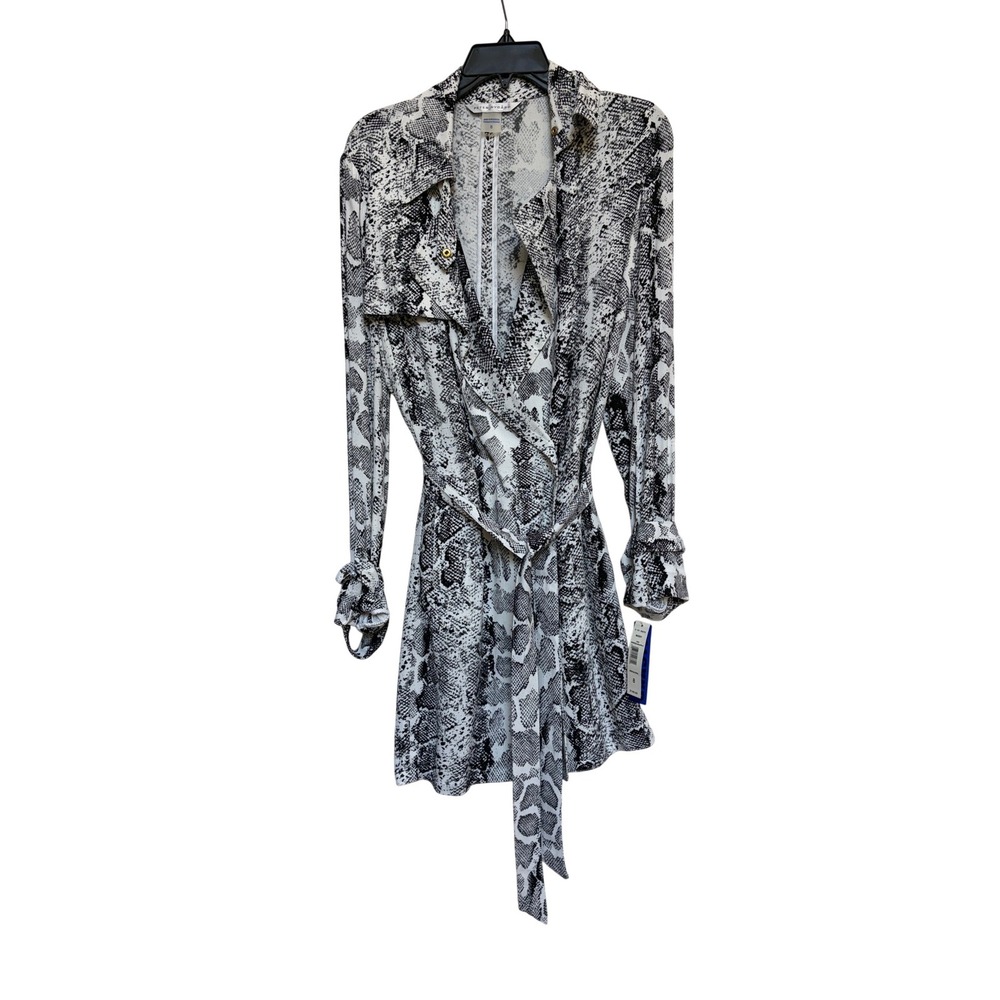 Peter Nygard Womens Snake Print Trench Wrap Dress 8 New‎ Mob Wife Officr Chic